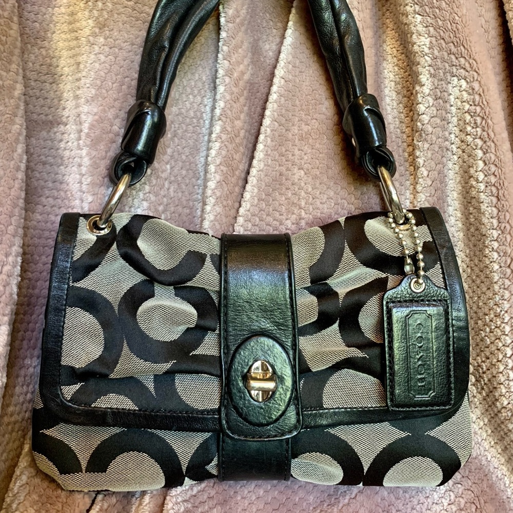 Coach Black and Gray Parker Jacquard Shoulder Bag / Purse #13408